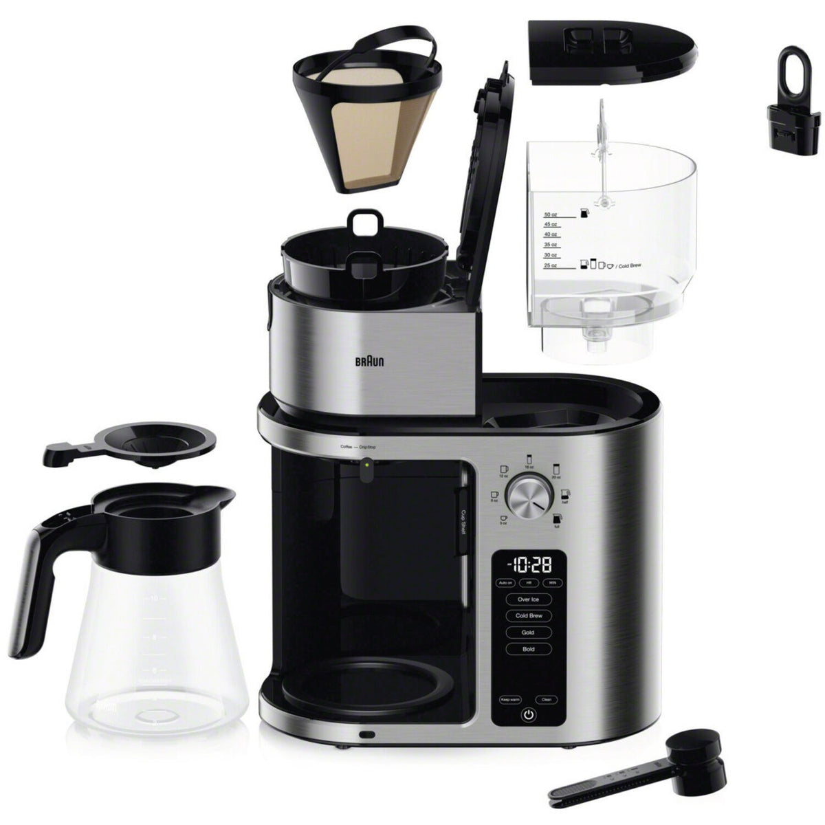 Braun Multiserve Brewing System 10 Cup, Glass Carafe in Stainless Stee