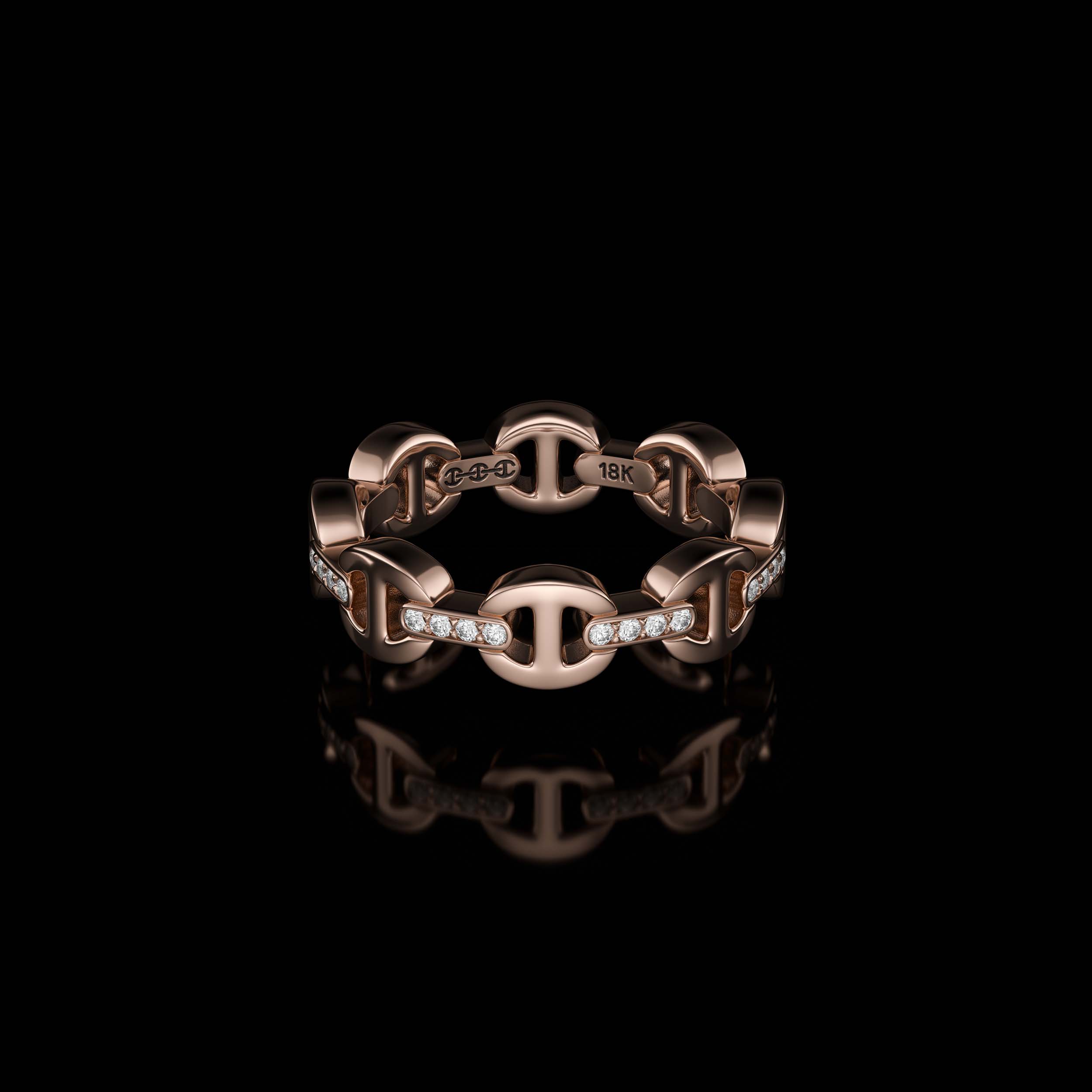 Dame Tri-Link with Diamond Bridges in 18K Gold | HOORSENBUHS®