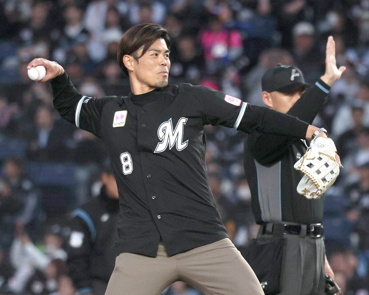 ロッテ】OBの今江敏晃氏が始球式に登場「この球場に帰ってこれたこと