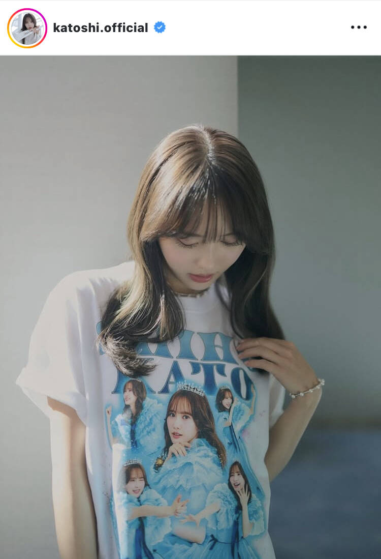 プリンセスが6人も」元日向坂46・加藤史帆のTシャツ姿に「ビジュ