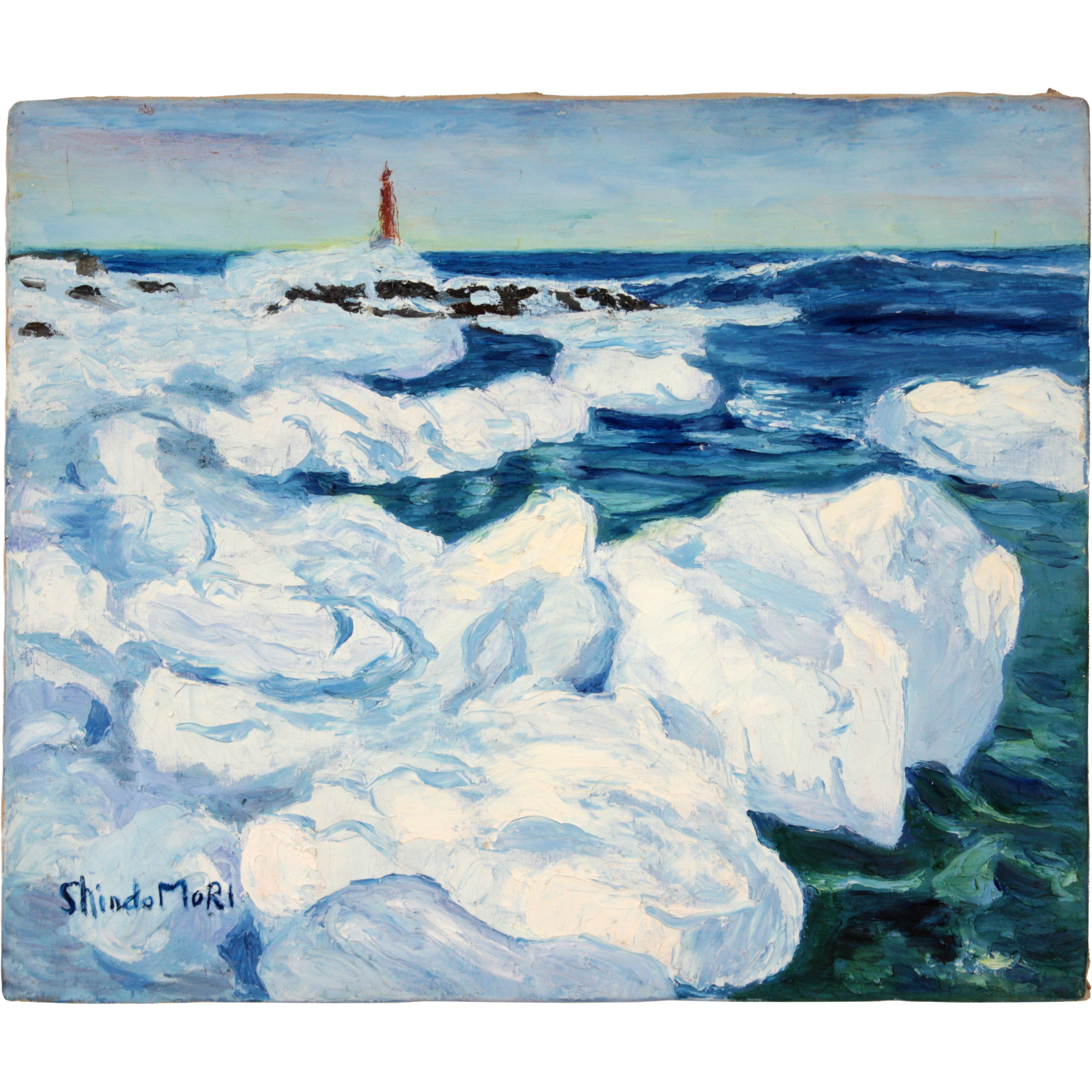 森真道 『オホーツクの流氷』 油彩画 - 北海道画廊