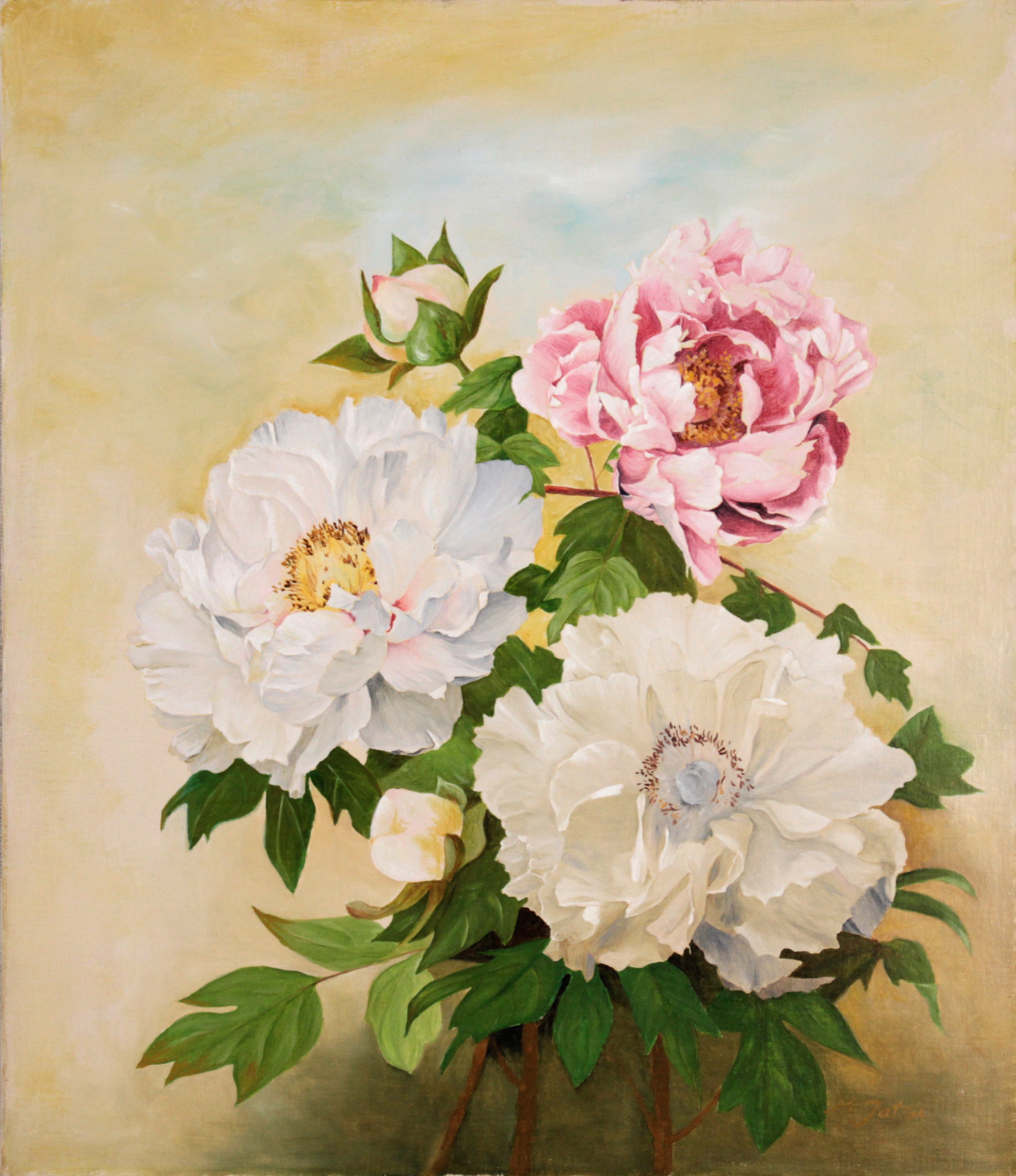 辰 将成 『牡丹』 油彩画 - 北海道画廊