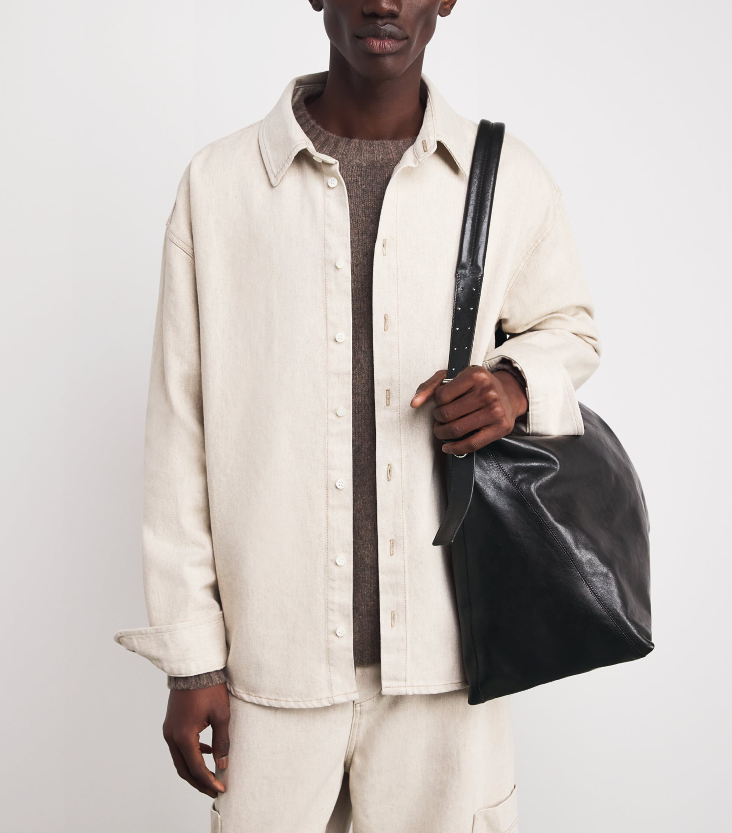 Lemaire Brown Calfskin Belted Tote Bag | Harrods UK