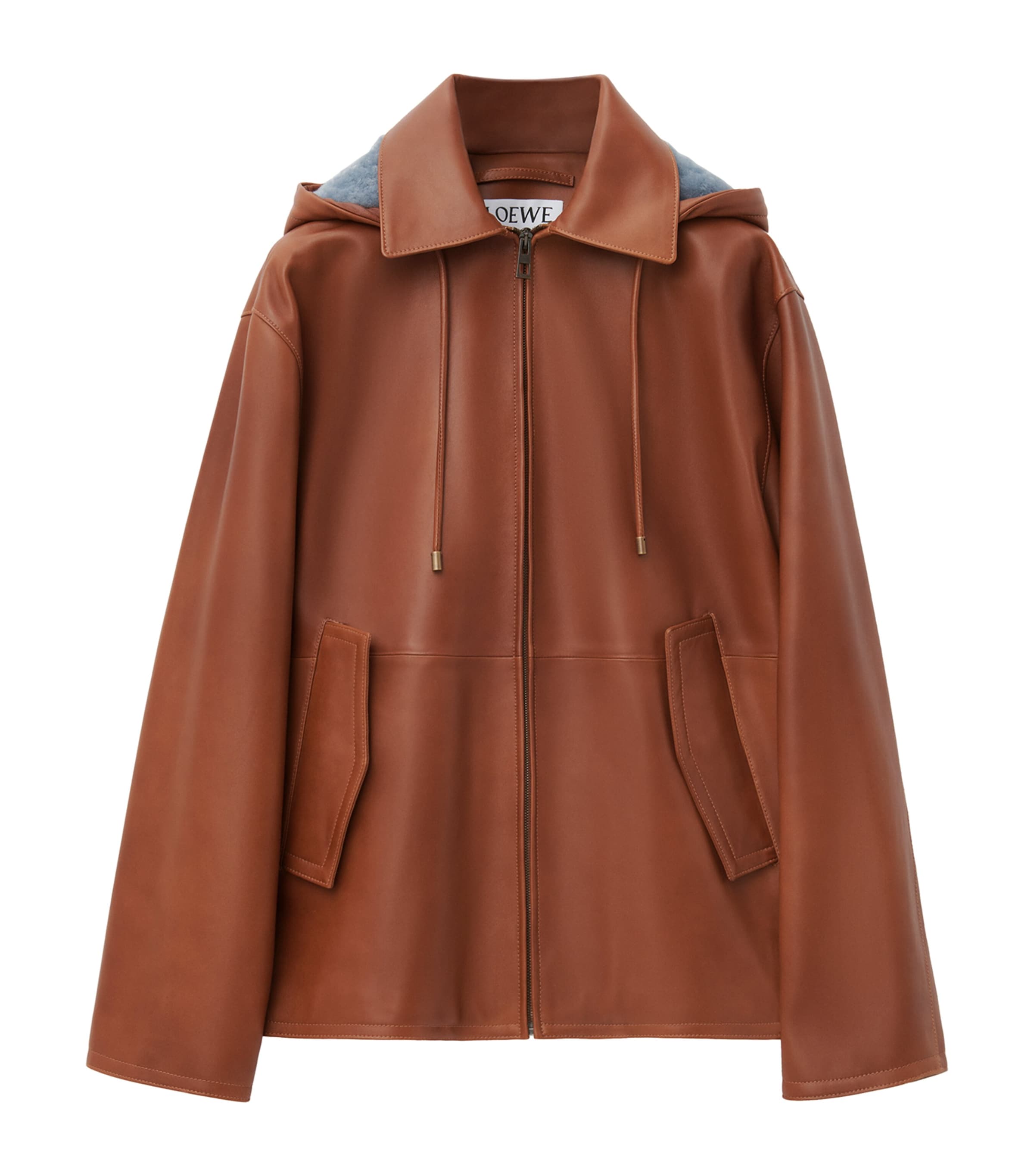 LOEWE Brown Leather Hooded Jacket | Harrods US
