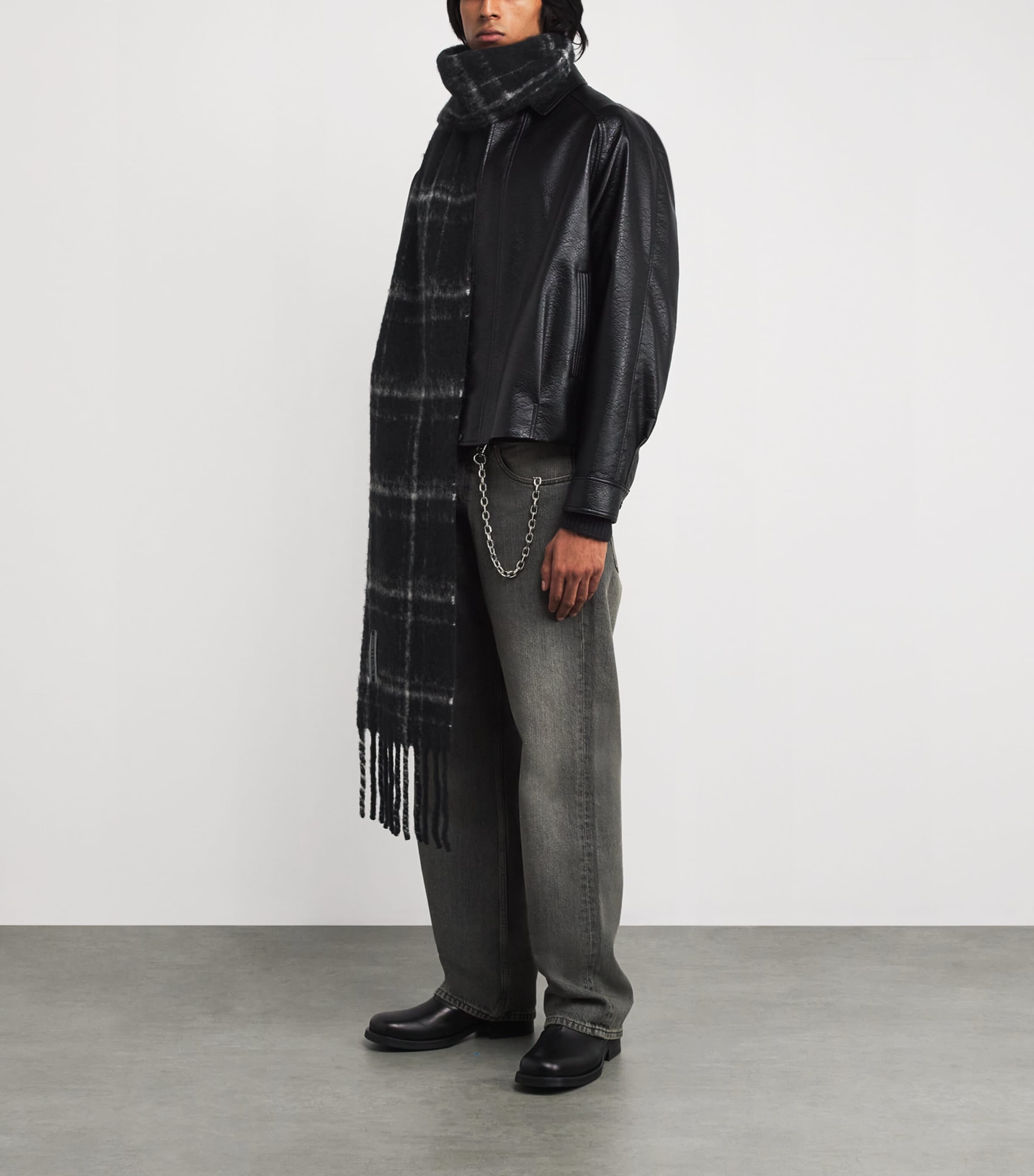 Our Legacy Black Wool-Blend Check Estate Scarf | Harrods US