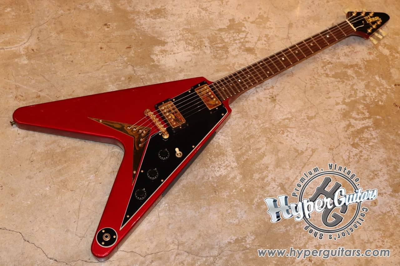 Gibson '82 Flying V Heritage Korina - バーガンディ - ハイパー