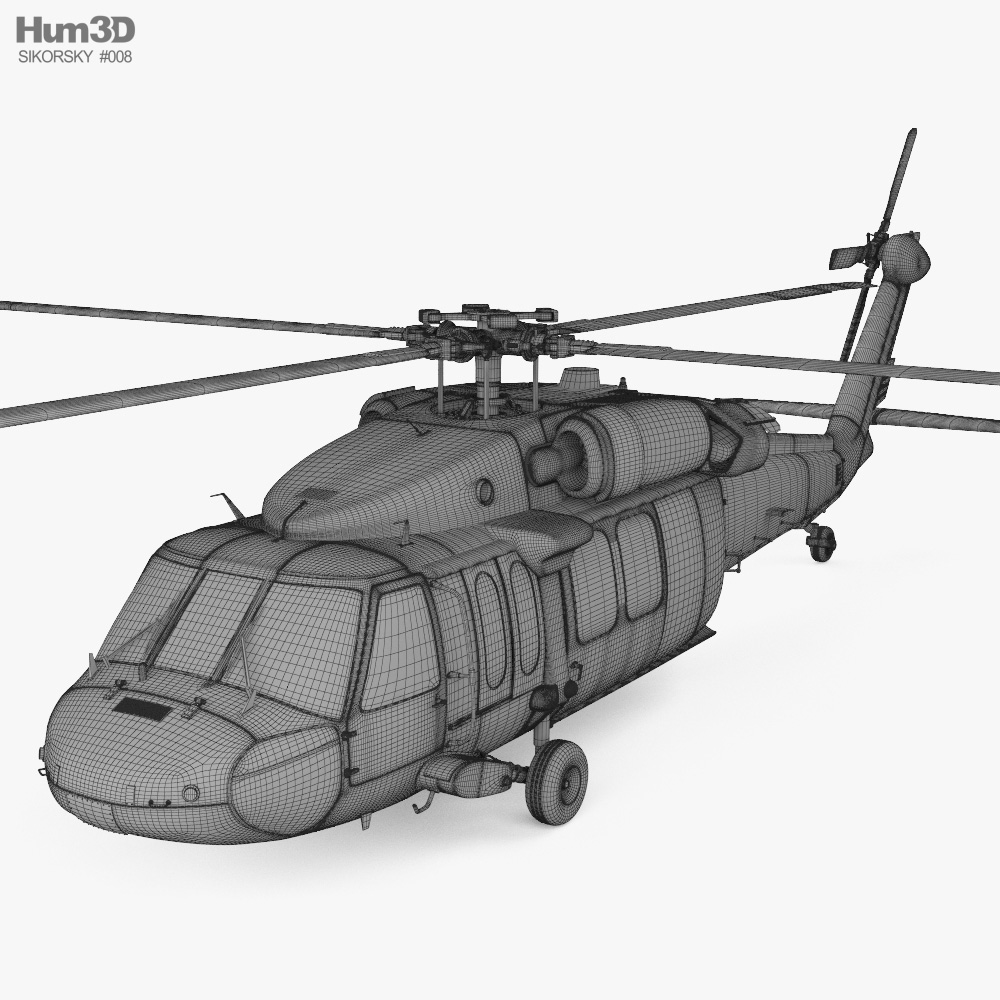 シコルスキー UH-60 ブラックホーク 詳細な内装付き 3Dモデル