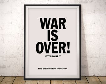 War is Over Poster, the Beatles Poster, John & Yoko Song, John