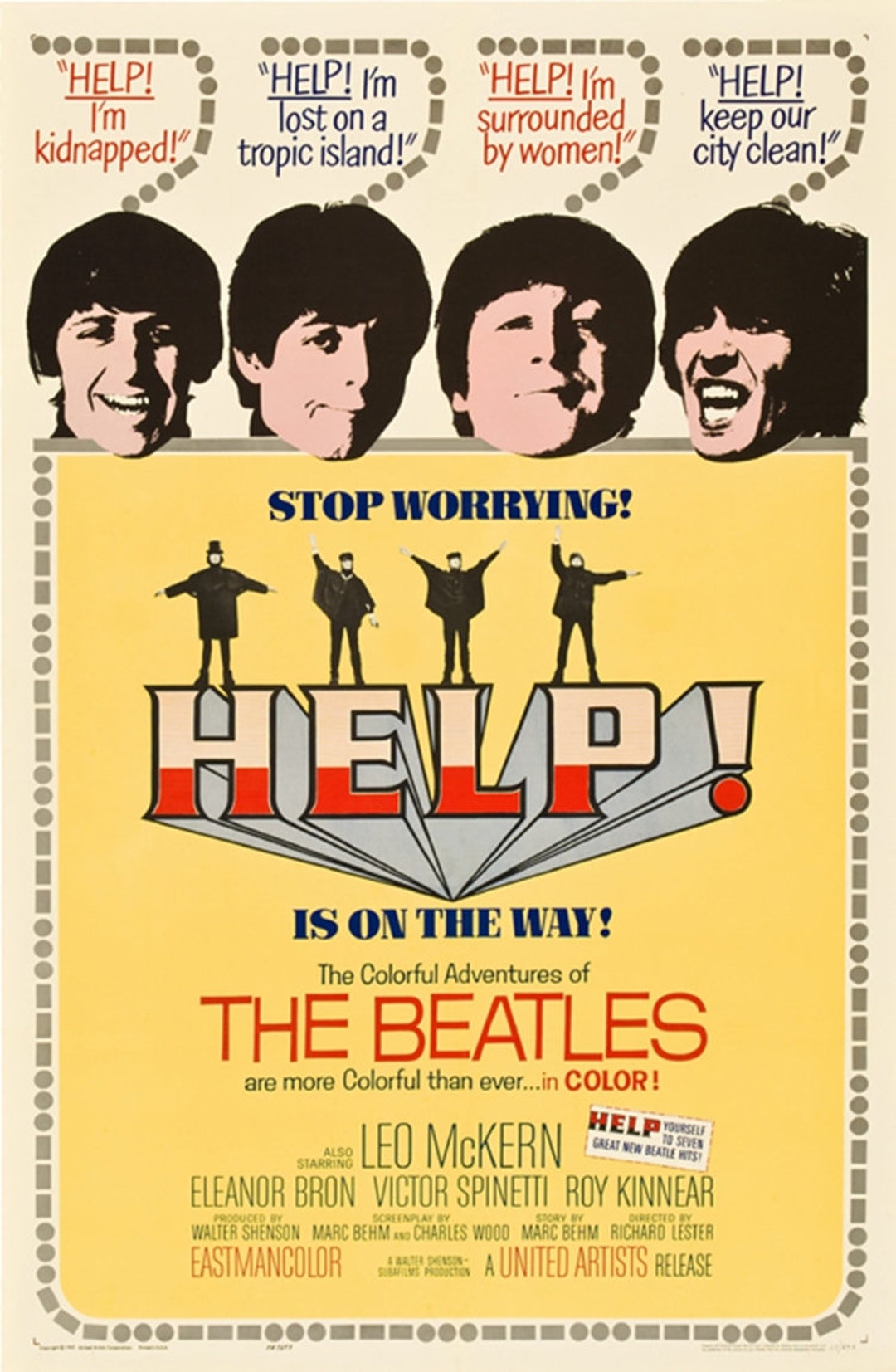 1965 年ビートルズのカルト映画ポスター復刻版、約 18 x 12 インチ