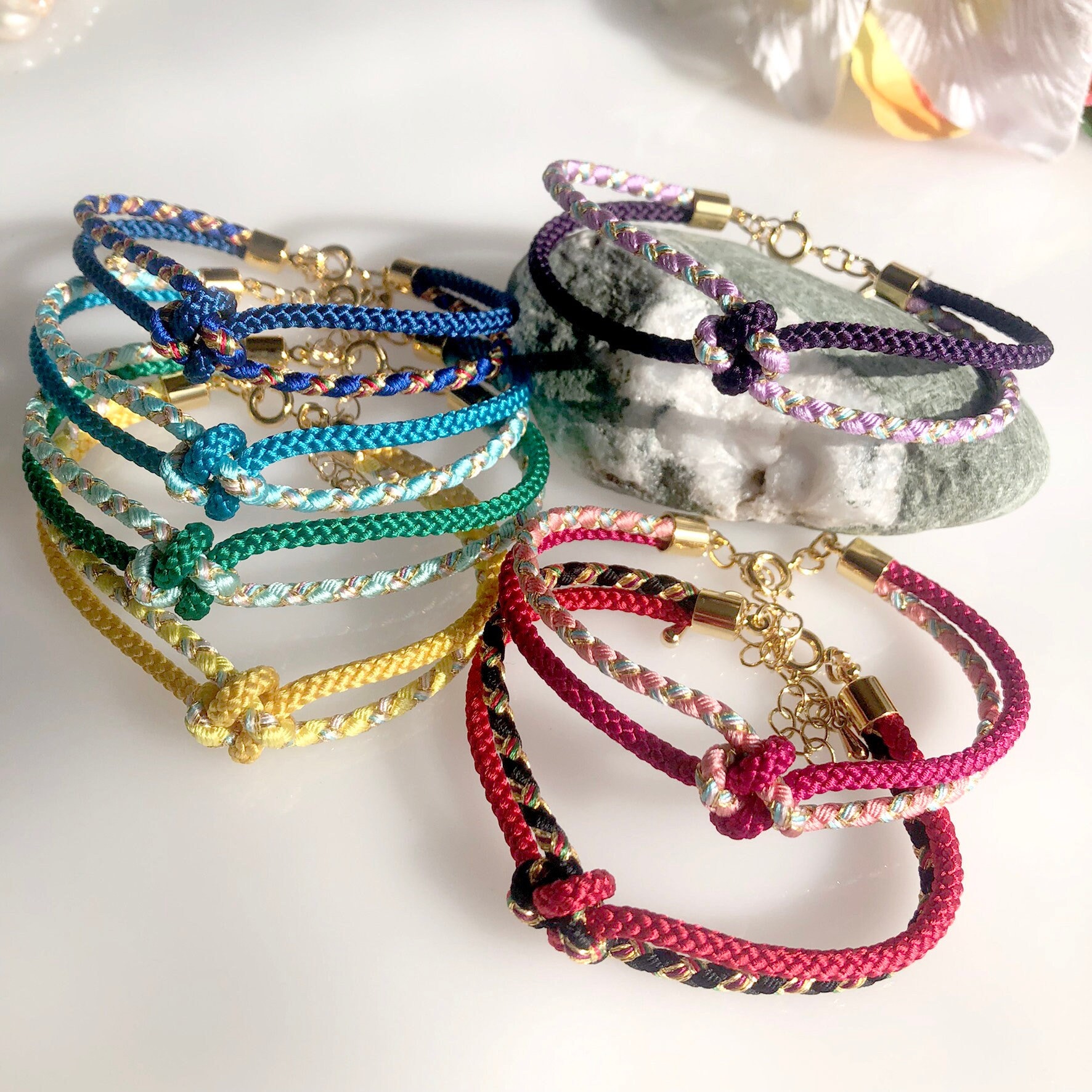 Dreams Come True Lucky Knot Japanese Kumihimo Bracelet / Oshikatsu