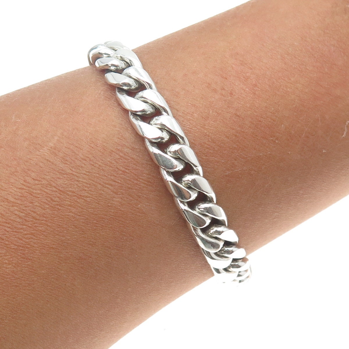 925 Sterling Silver Vintage Mexico Cuban Link Bracelet 8.25