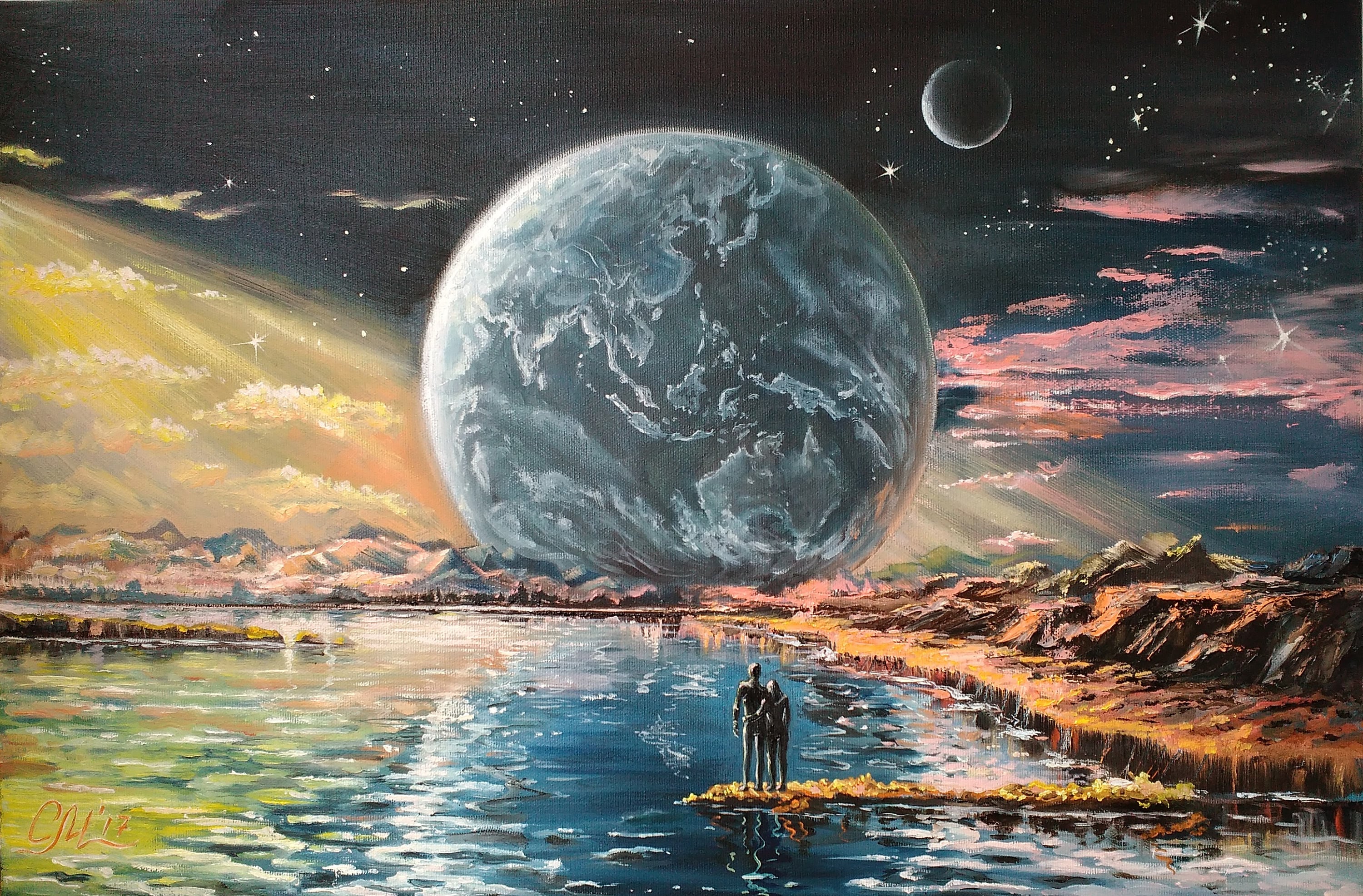 宇宙の絵画 宇宙の壁アート キャンバスに描かれた絵画 特注油絵 銀河の