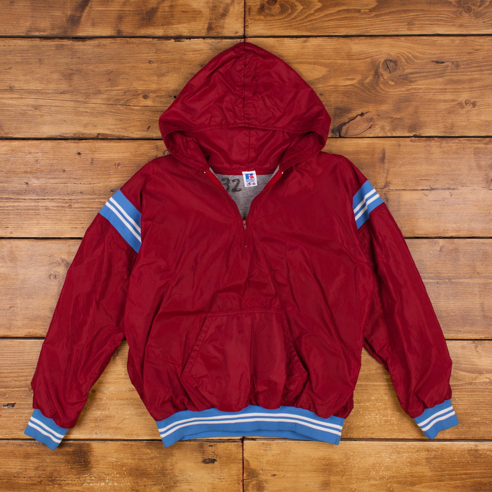 Vintage Russell Athletic Windbreaker Jacket L 90s Quarter Zip