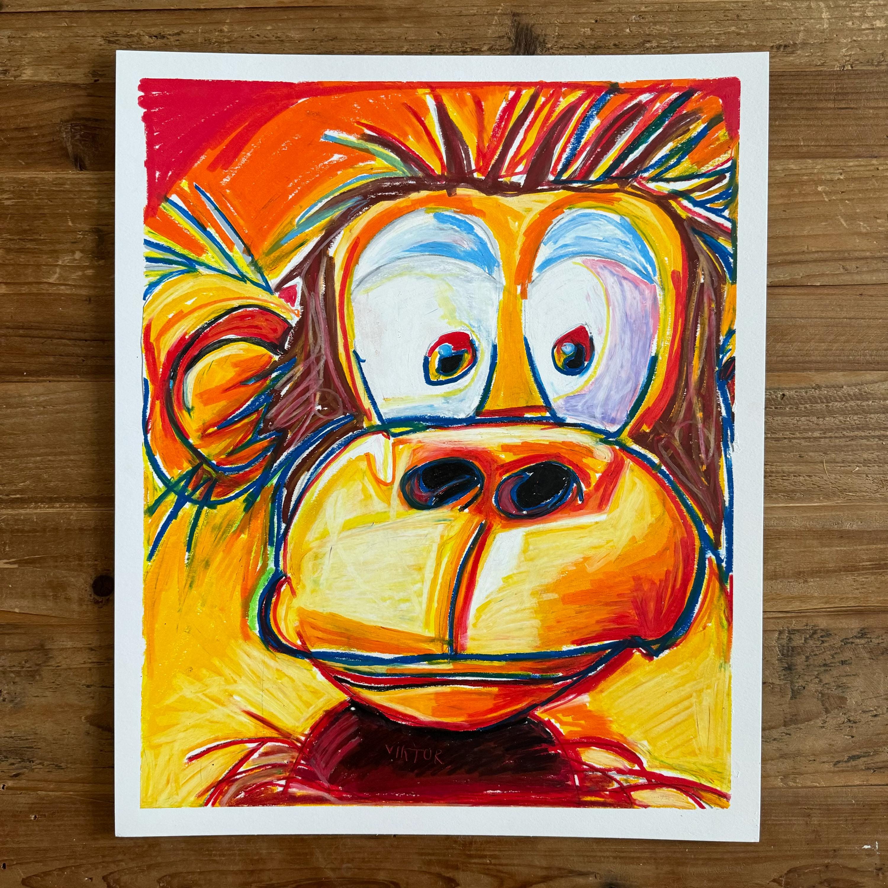 Silly Monkey - Pop Art Prints, Canvas, Poster, Safari Wall Art