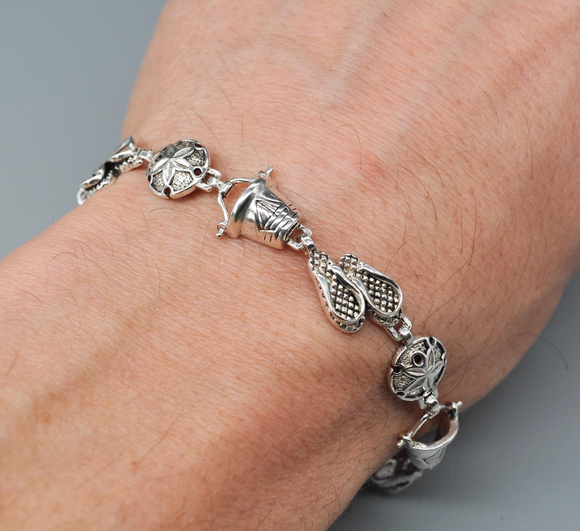 Vintage 925 Sterling Silver Link Bracelet. Length: 20 Cm / 7.8