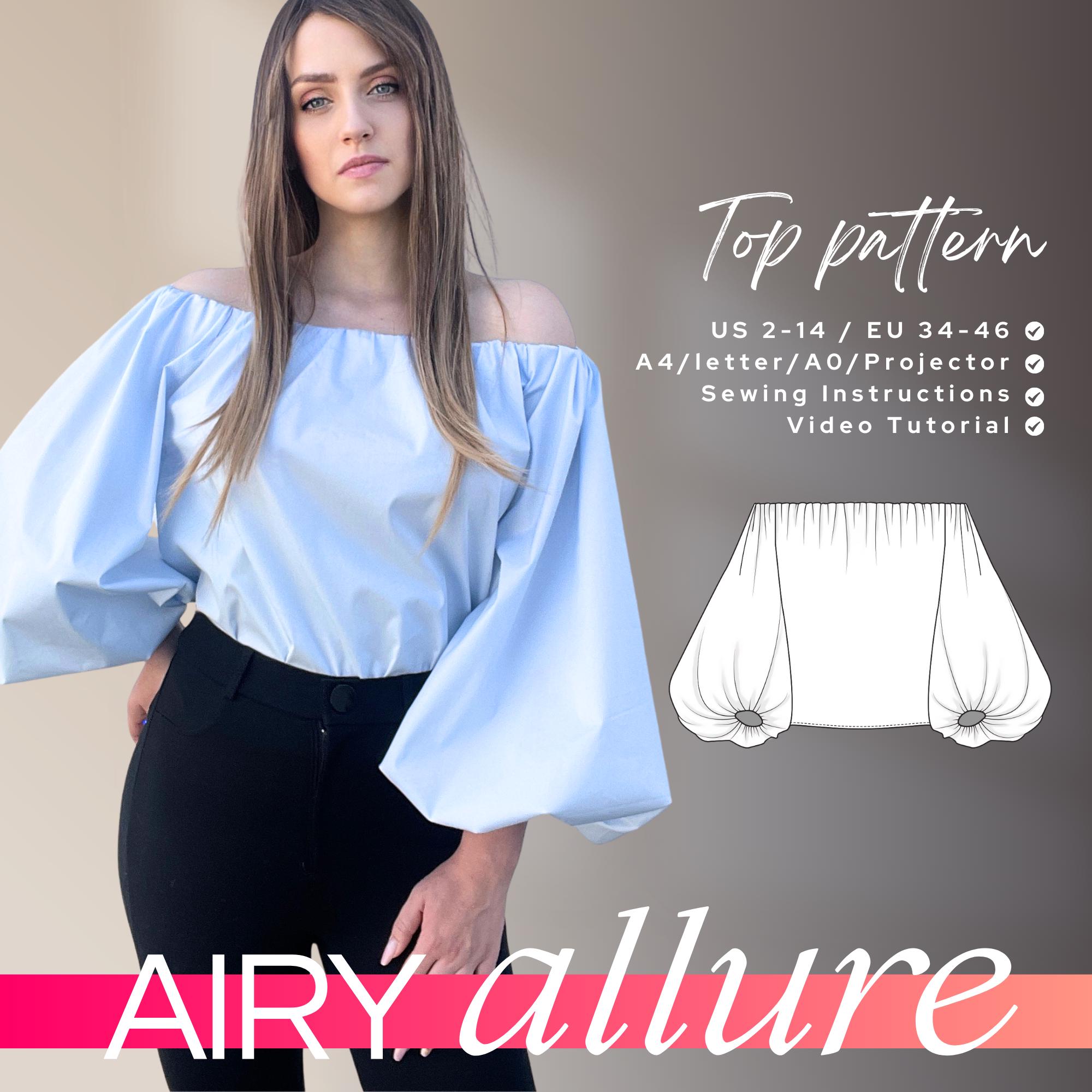 Helen Lantern Sleeve Blouse, off Shoulder Top Pattern, Oversized