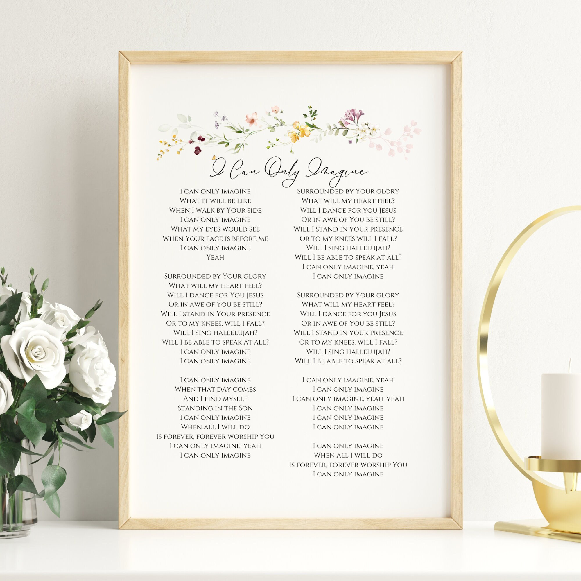 I Can Only Imagine Song Lyrics Print | INSTANT DOWNLOAD | Flower