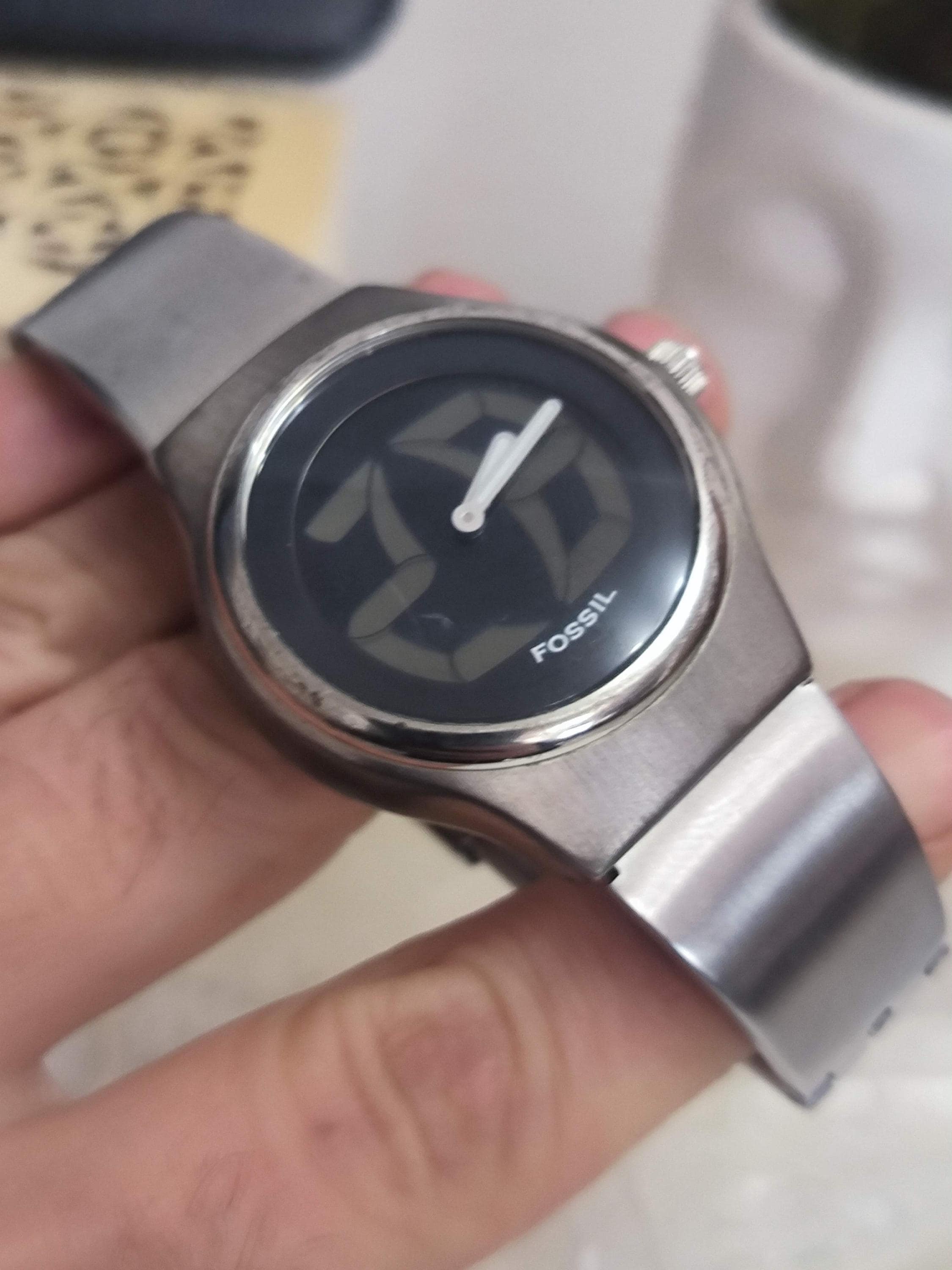 Fossil Big Tic Black Vintage, Unisex, Very Rare, Beautiful, (B