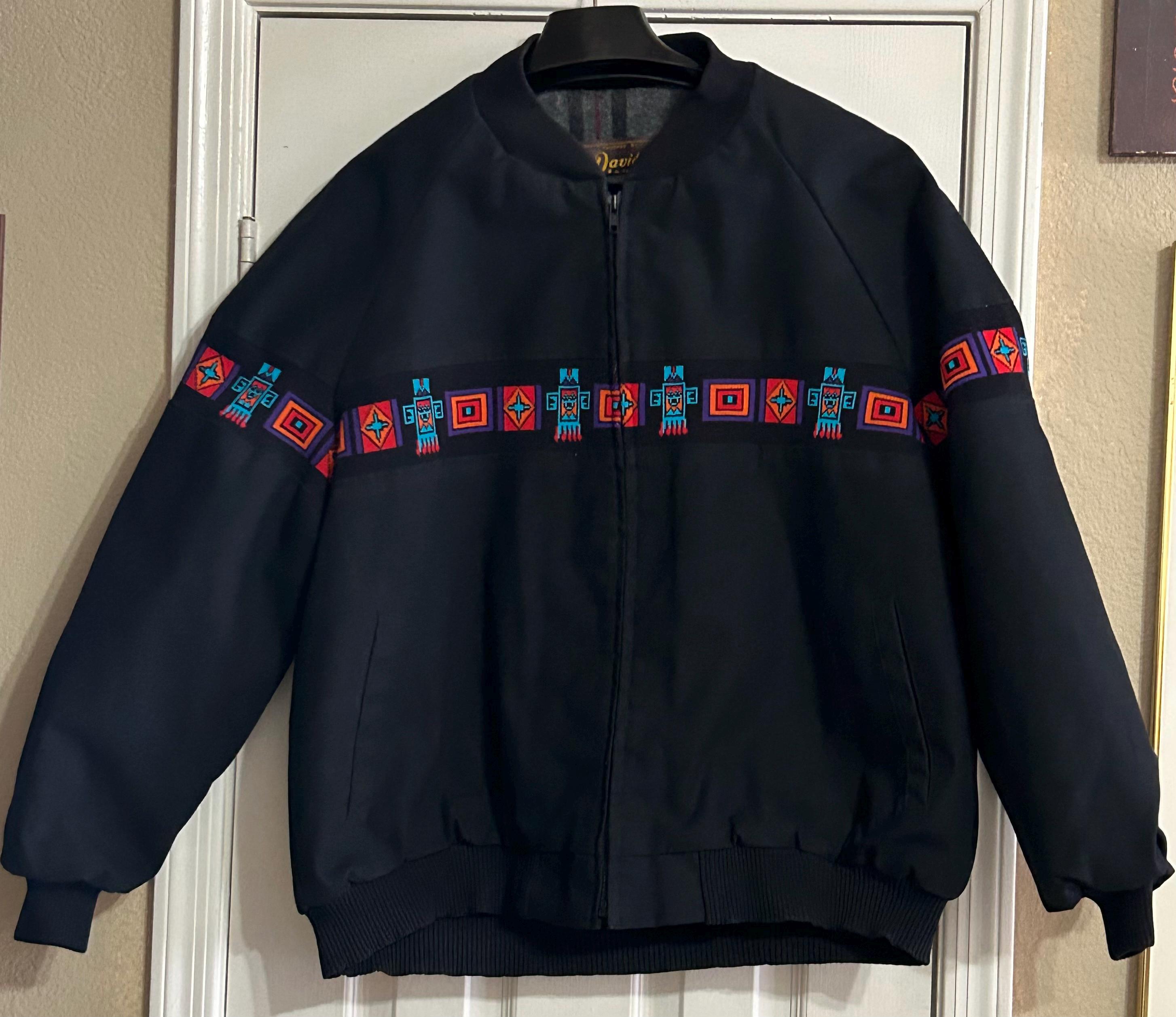 Vintage David James Aztec Cowboy Native American - Lined Bomber