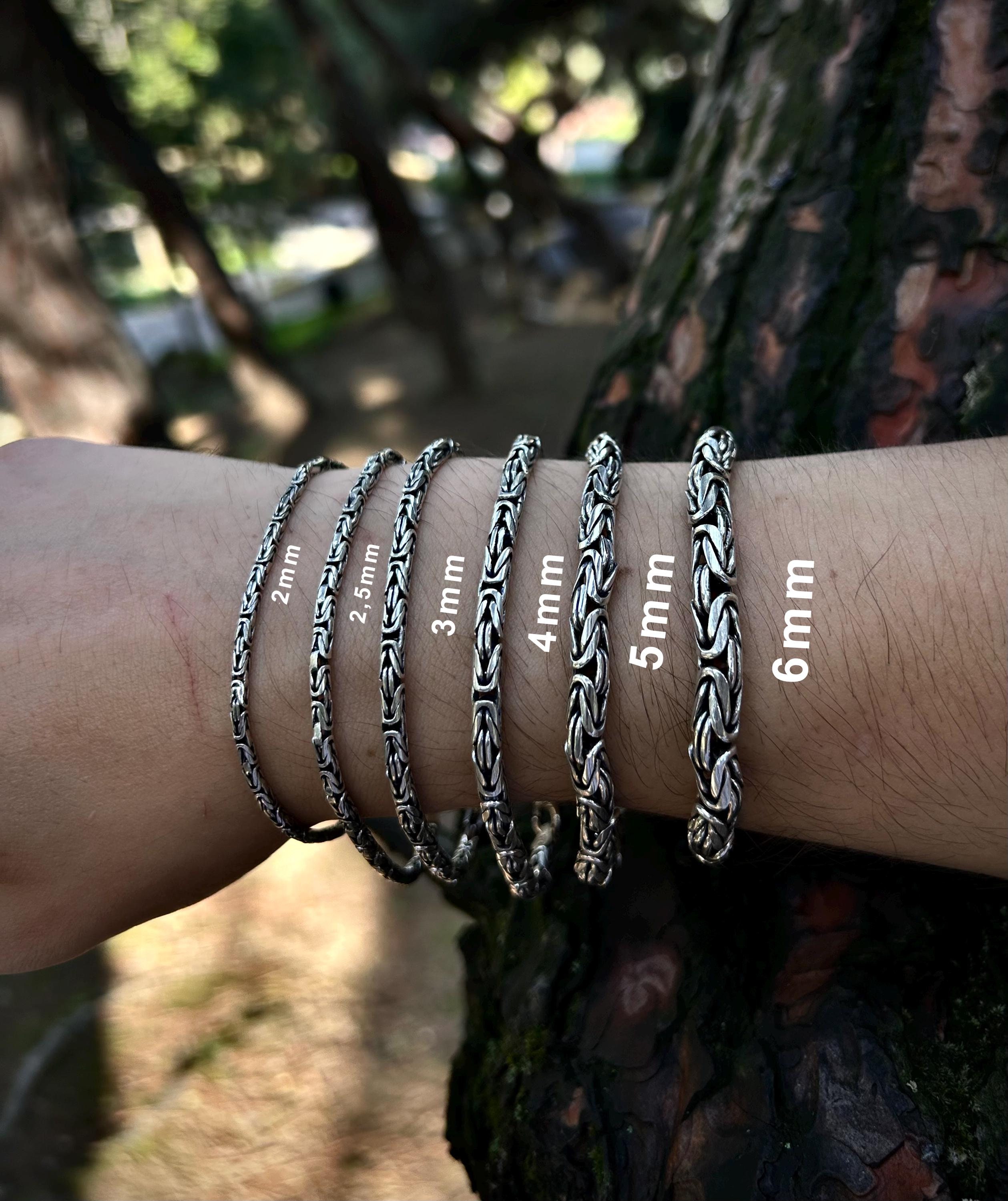 925 Sterling Silver Bali Byzantine Chain Bracelet: Mens King
