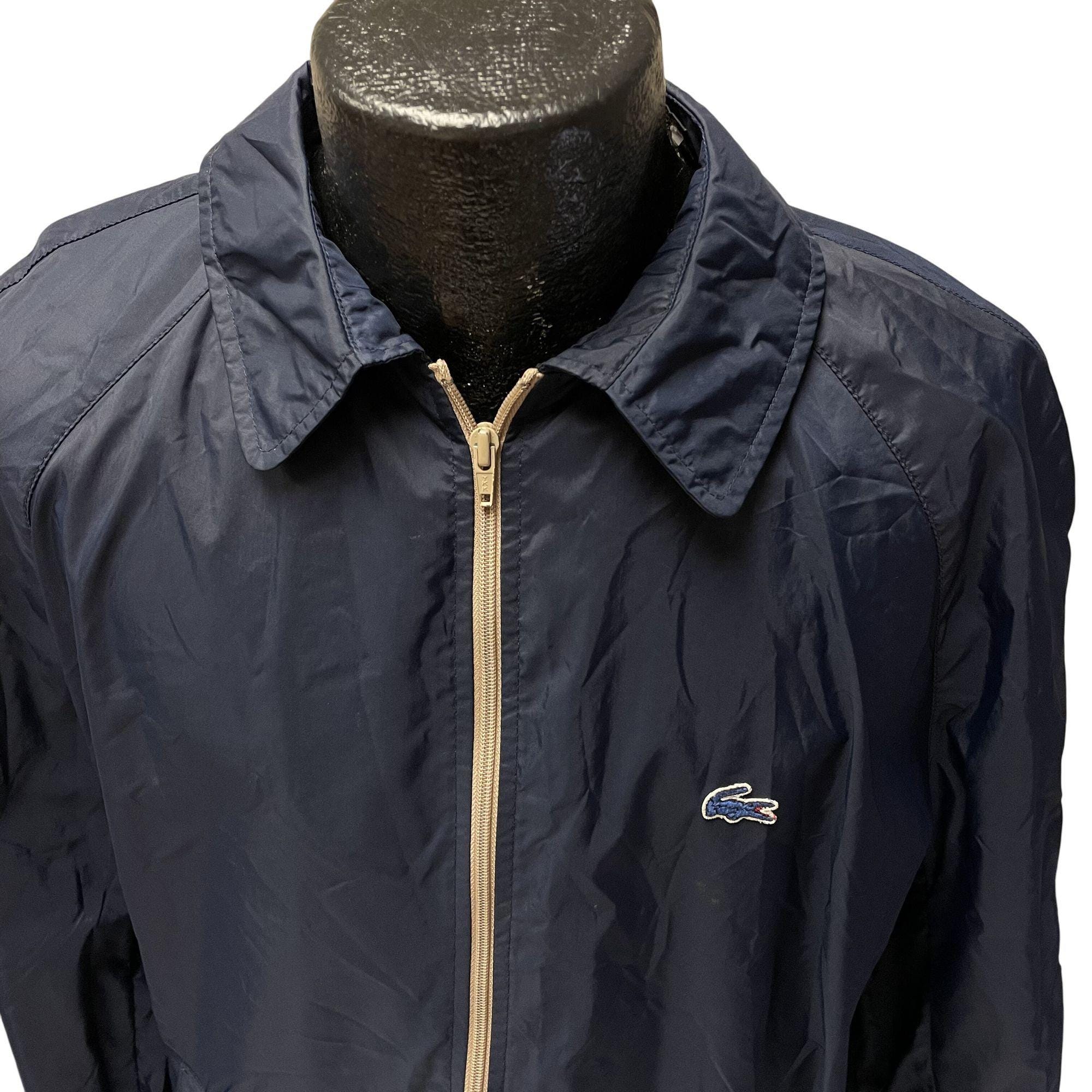 Vintage 80's Izod Lacoste Men's Navy Blue NYLON Jacket ALLIGATOR