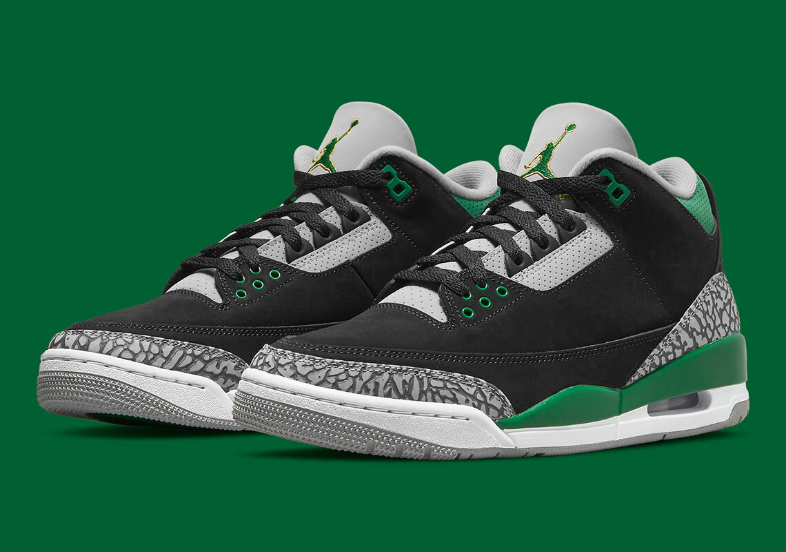 Nike Air Jordan 3 Retro Pine Green Size 9.5 CT8532-030 BLACK