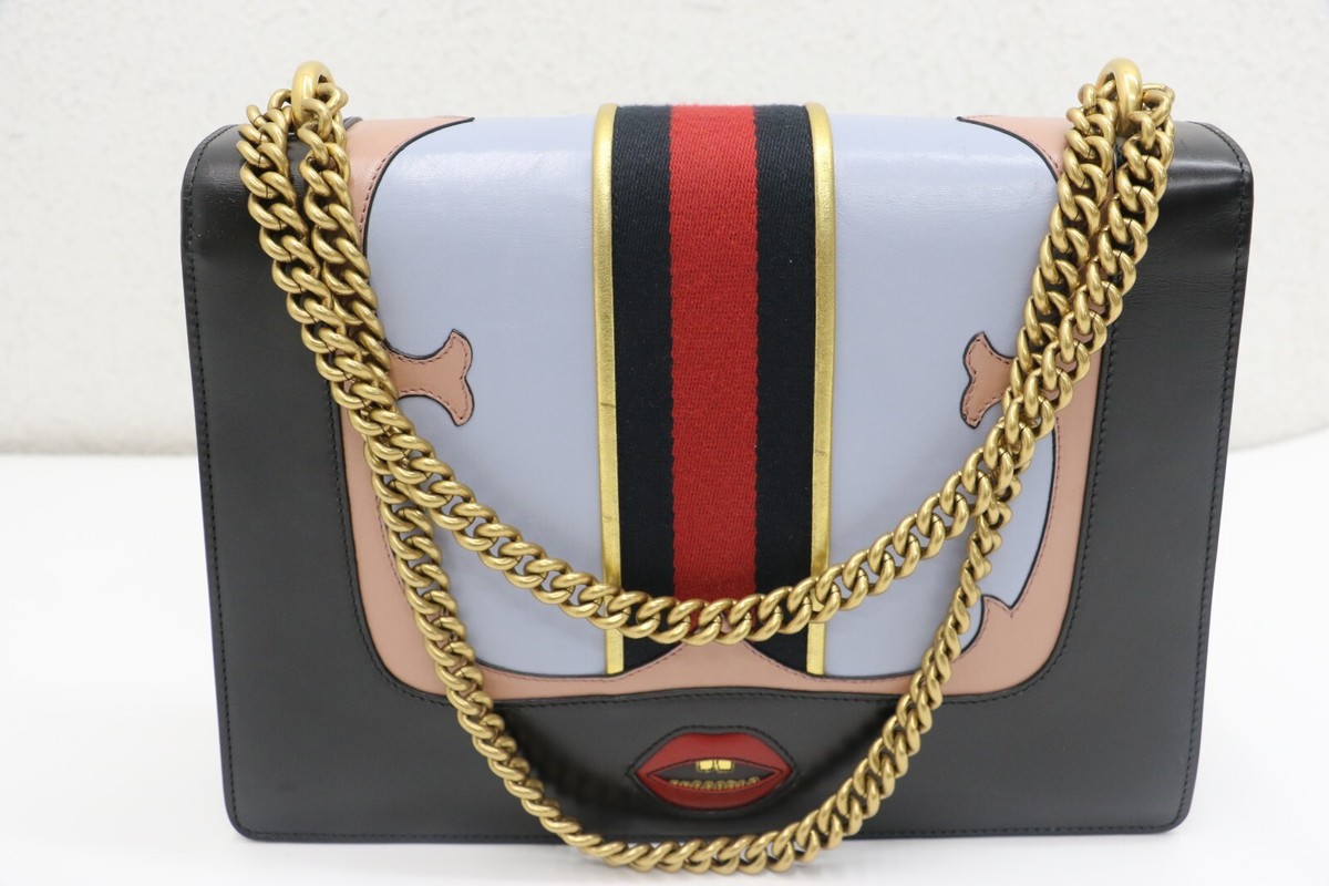 Gucci Web Heart GG Marmont Chain Shoulder Bag Leather Medium