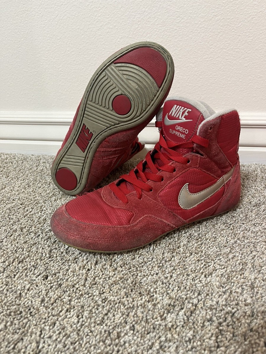 Nike Greco Supreme Wrestling Shoes Size 7 Red And Silver | eBay