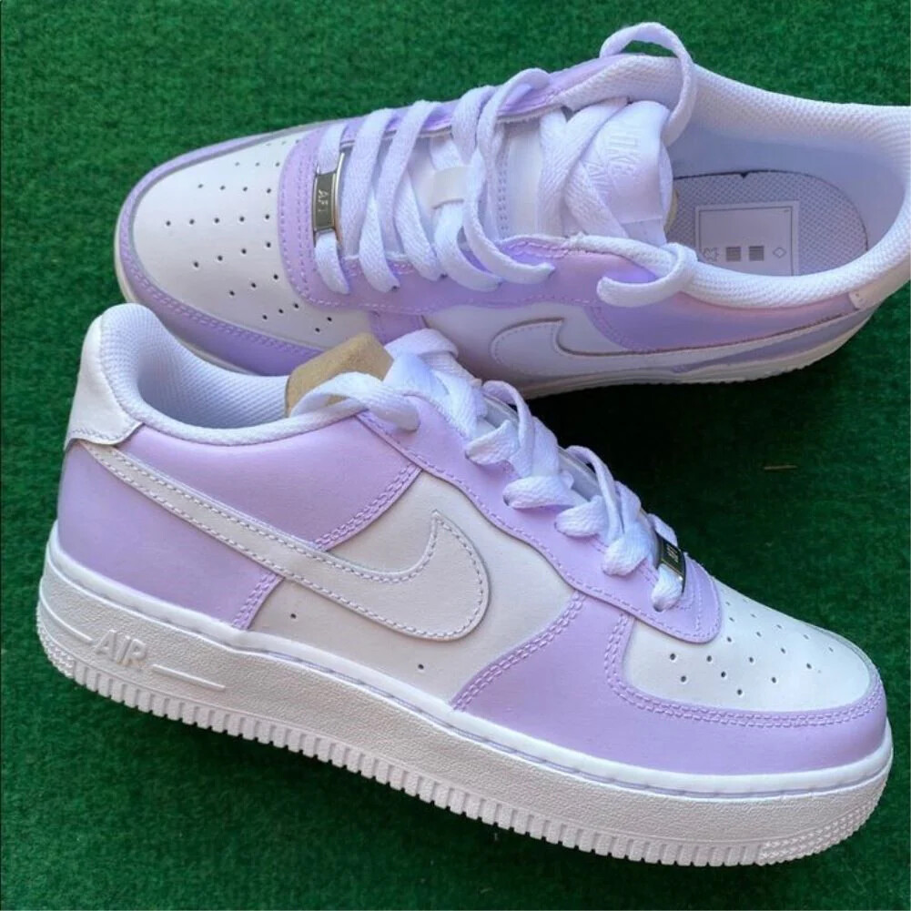 Nike Air Force 1 Custom White Shoes 'Lilac Light Purple' Mens