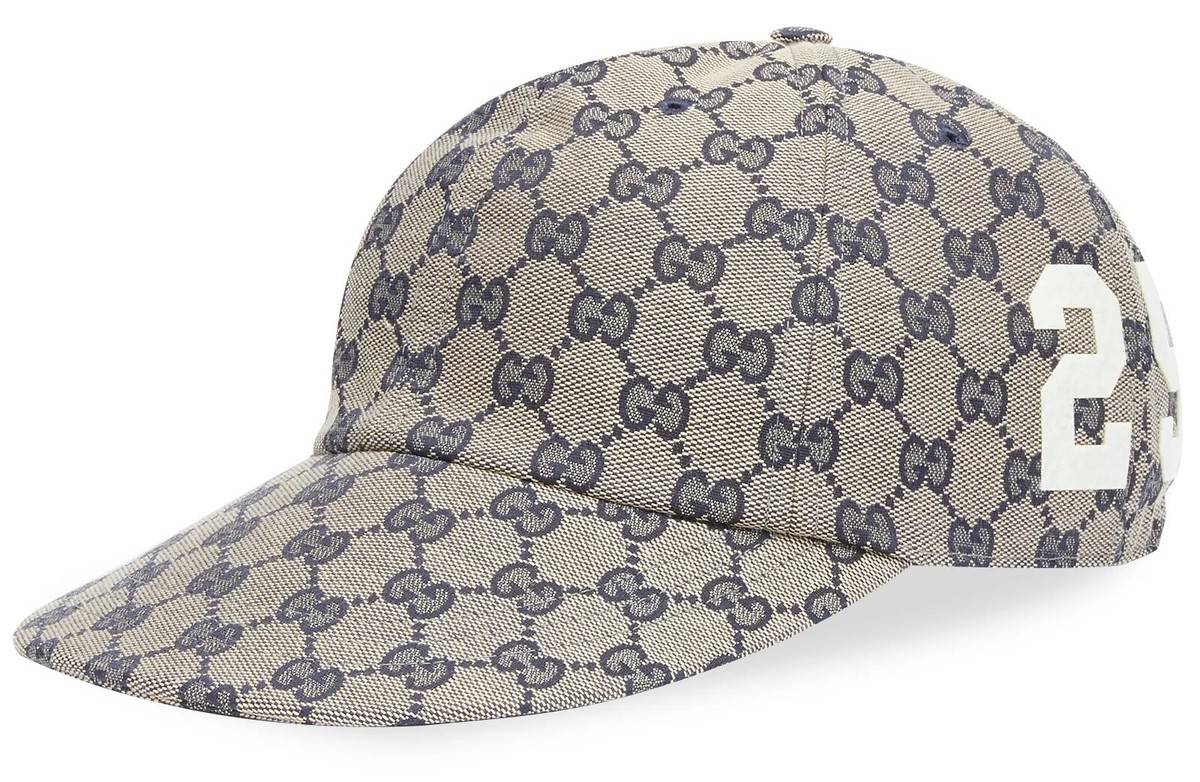GUCCI GG Logo 25 Patch Jacquard Cotton Canvas Baseball Cap Hat