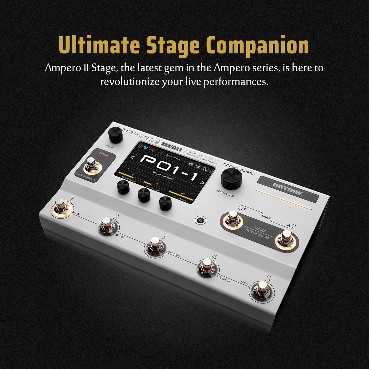 Hotone Ampero II Stage Guitar Bass Amp Modeling IR Cabinets Multi