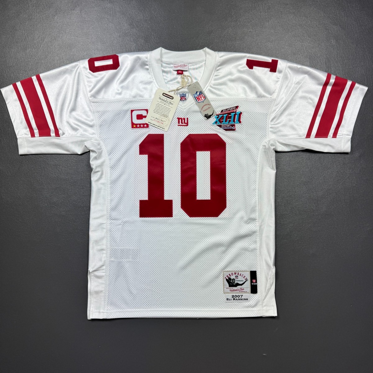 100% Authentic Eli Manning Mitchell Ness 2007 Super Bowl Giants