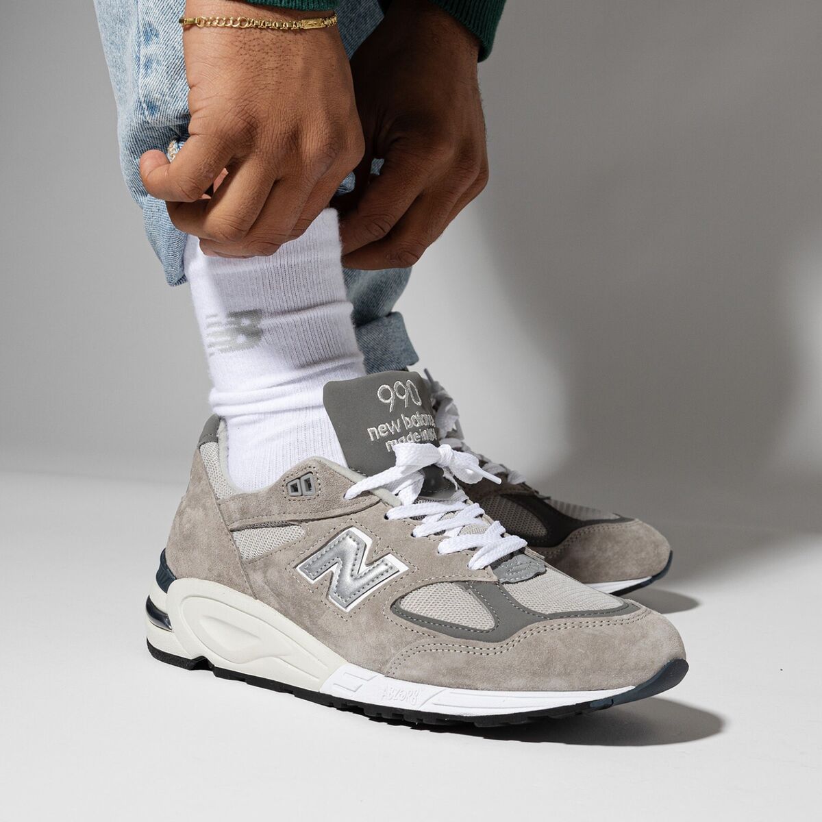 New Balance 990V2 Grey Made In USA Lifestyle Sneakers Men Rare