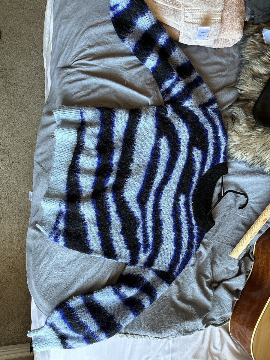 NWOT Electric Blue Tiger Stripes XS Anthropologie Womens Sweater