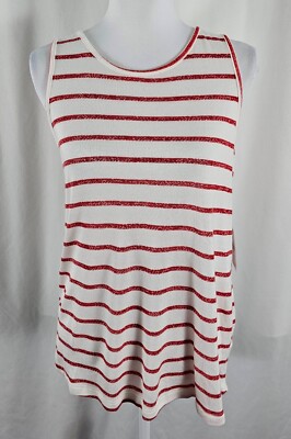New Stitch Fix Pink Clover Womens Sleeveless Top Red White Stripes