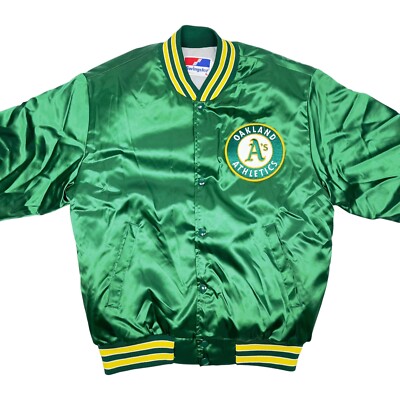 Vtg Rare MLB Oakland Athletics Swingster Green Satin Bomber Jacket