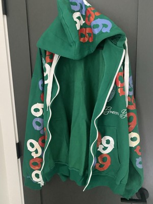 Vintage Gino Green Global Hoodie Sweatshirt Zip Up 3xl Green Color