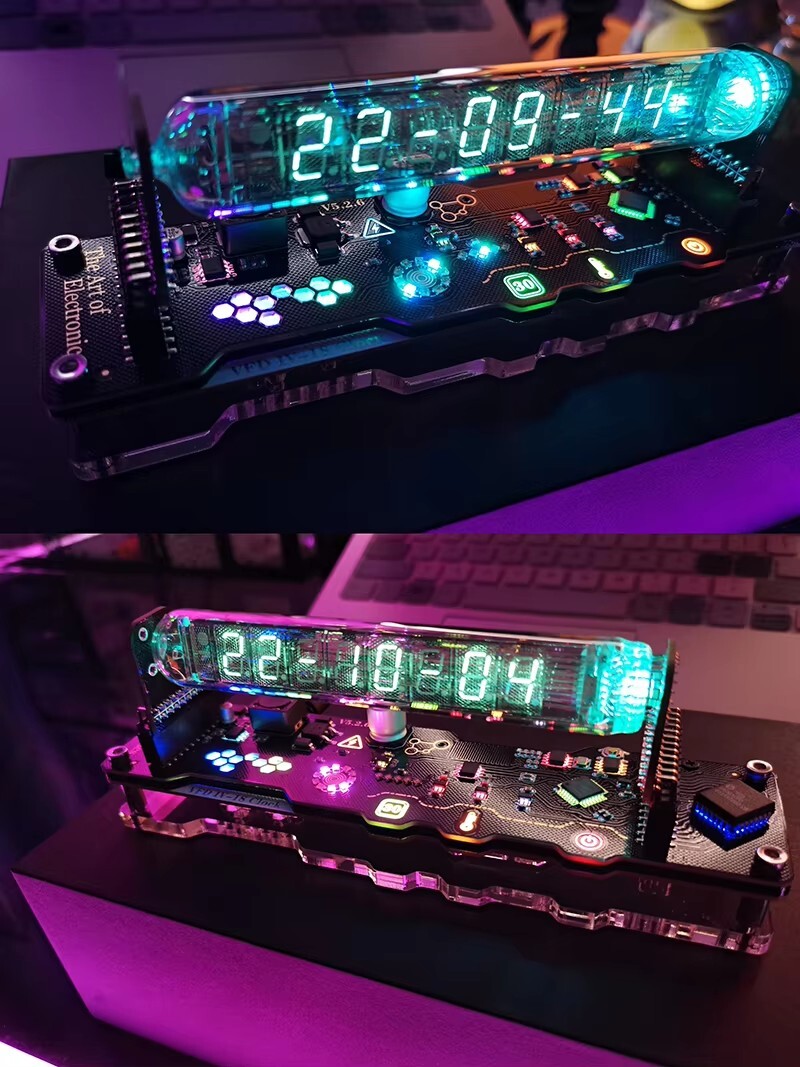 VFD IV18 Vacuum Fluorescent Tube Clock Cyberpunk RGB LED Nixie