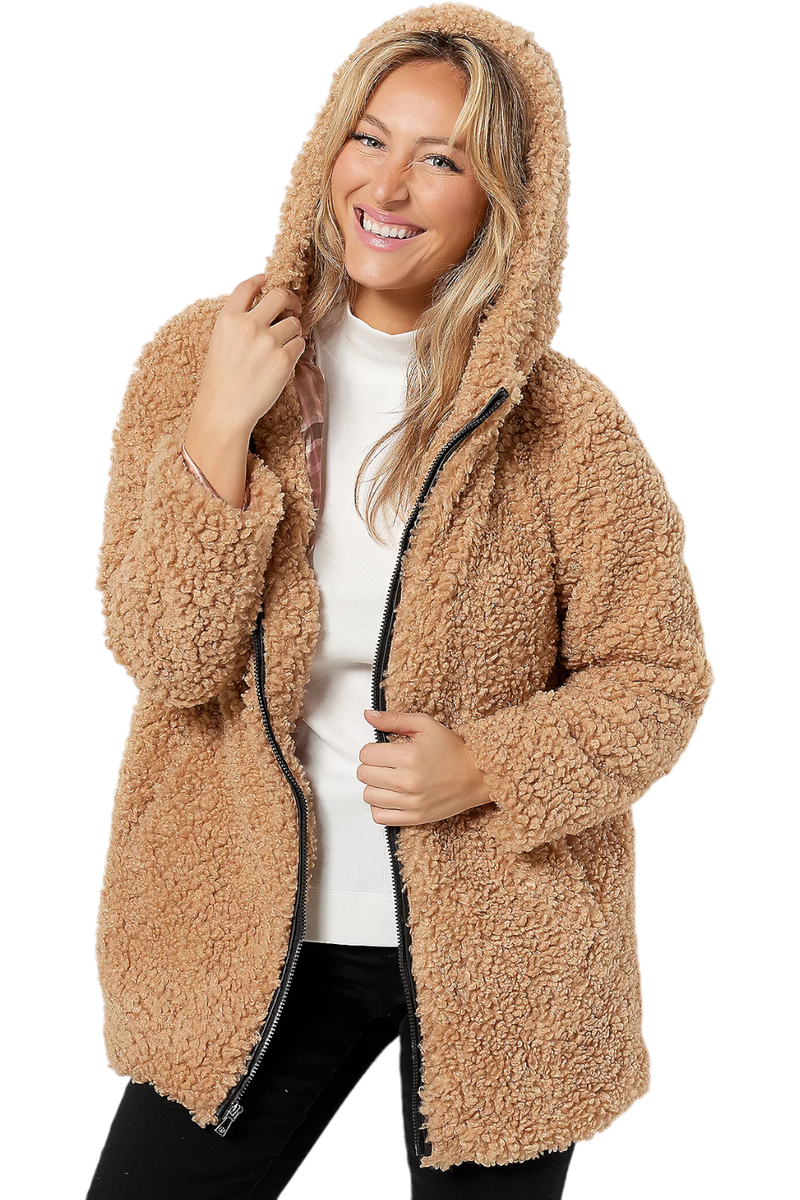 Isaac Mizrahi Curly Faux Fur Coat Fawn | eBay