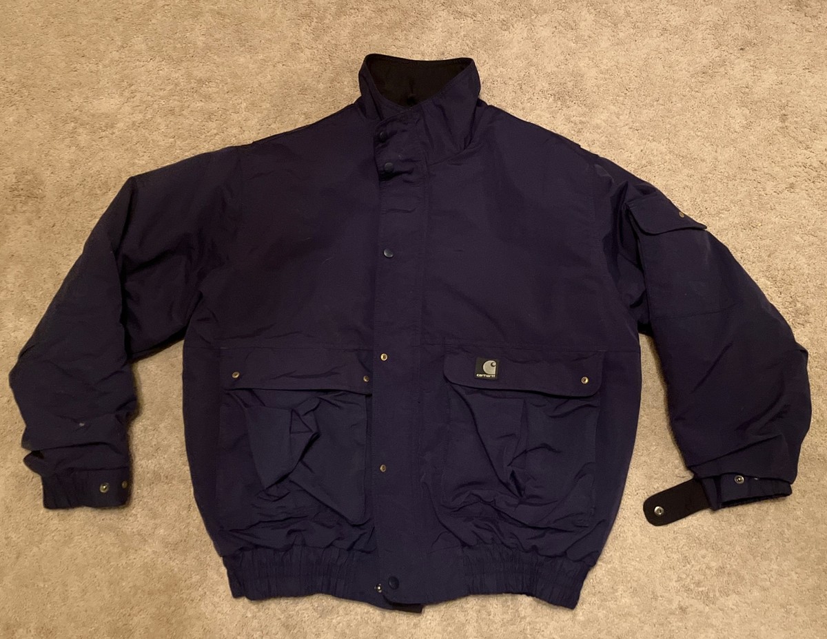 Men's Carhartt Navy Jacket Quilt Lined Full Zip RN 14806 Size