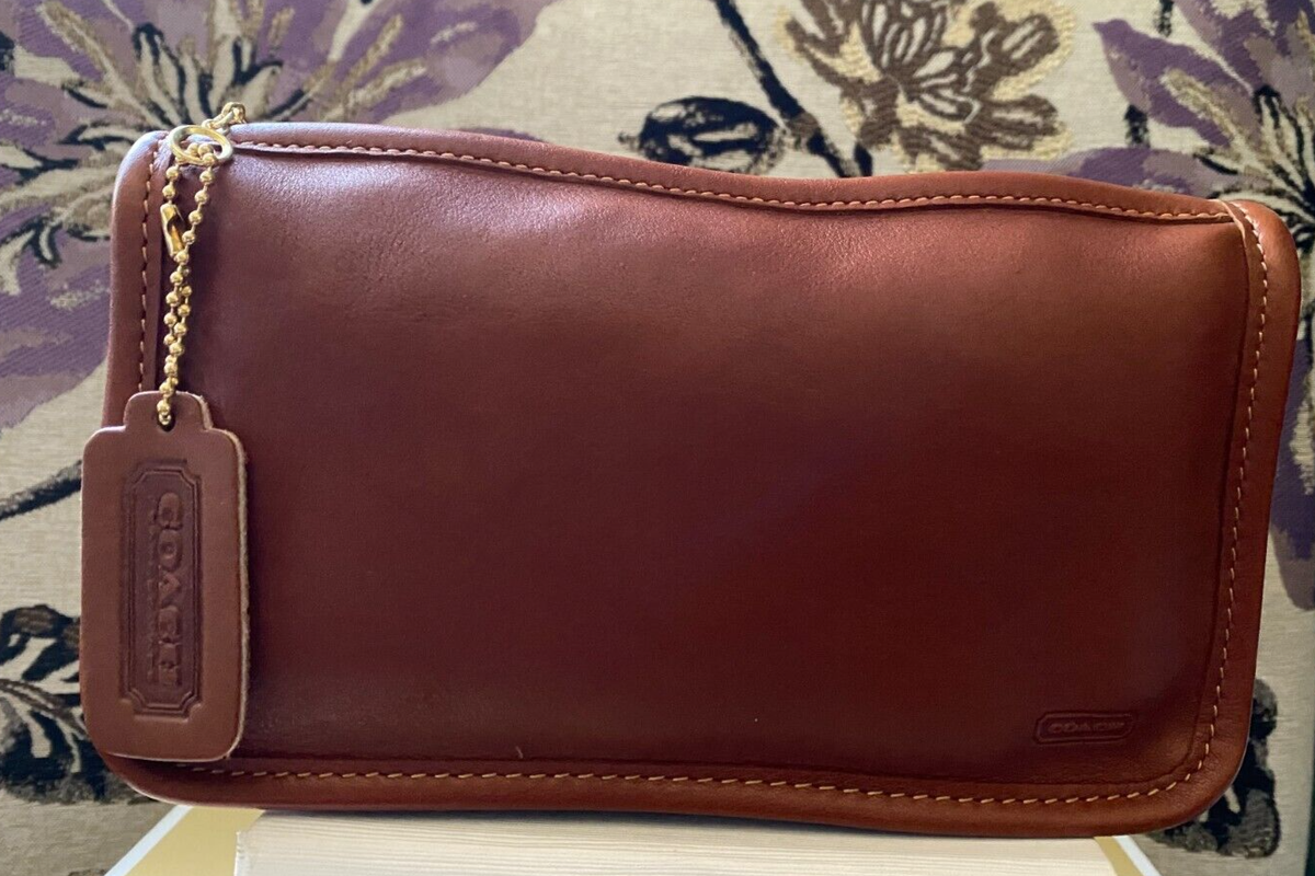 COACH VINTAGE CHUNKY CASE BRITISH TAN LEATHER POUCH BAG 7165 NWT