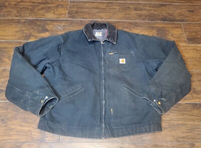 VTG USA Carhartt JB105 Black Blanket Lined Detroit Duck Chore