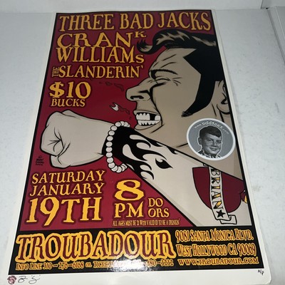 2002 Rock Roll Concert Poster Three Bad Jacks Brian Ewing Signed