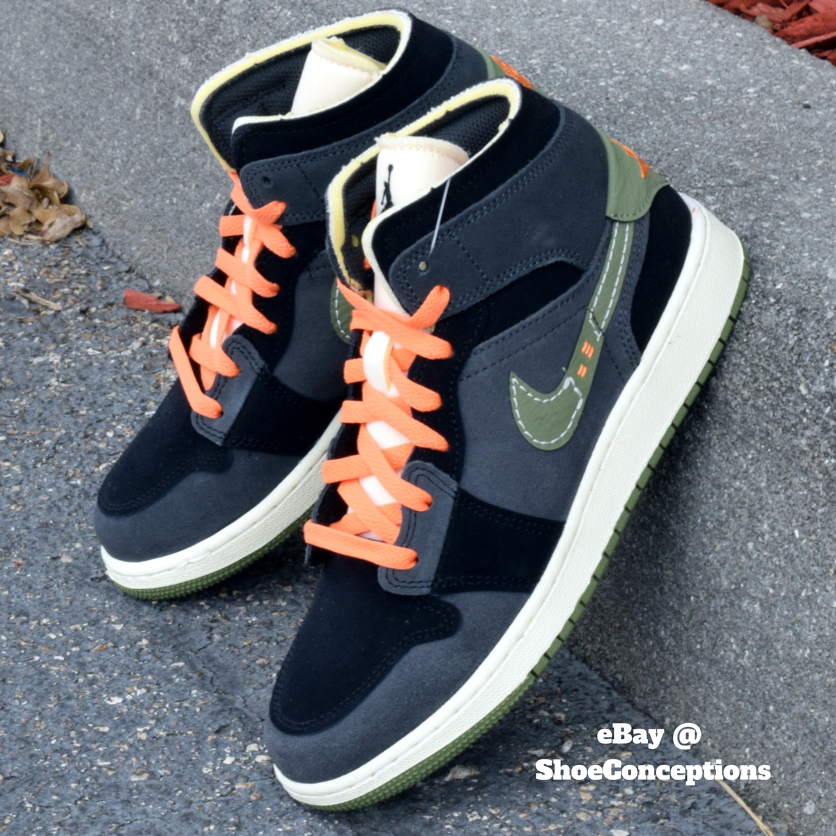 Nike Air Jordan 1 Mid SE Craft (GS) Shoes Anthracite Olive FD5847