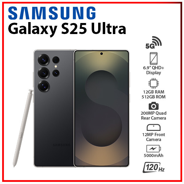 NEW Samsung Galaxy S25 Ultra 5G 12GB+512GB BLACK Dual SIM Android