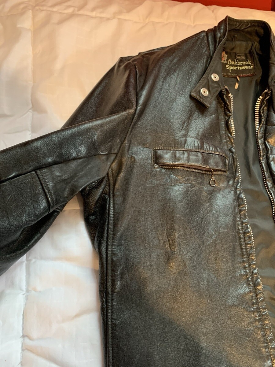 Vintage 60s SEARS Oakbrook Sportswear BLACK Leather Motorcycle