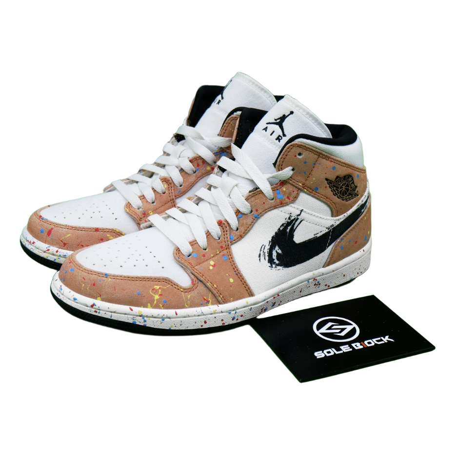 Nike Air Jordan 1 Mid SE Brushstroke Paint Splatter DA8005-100 | eBay