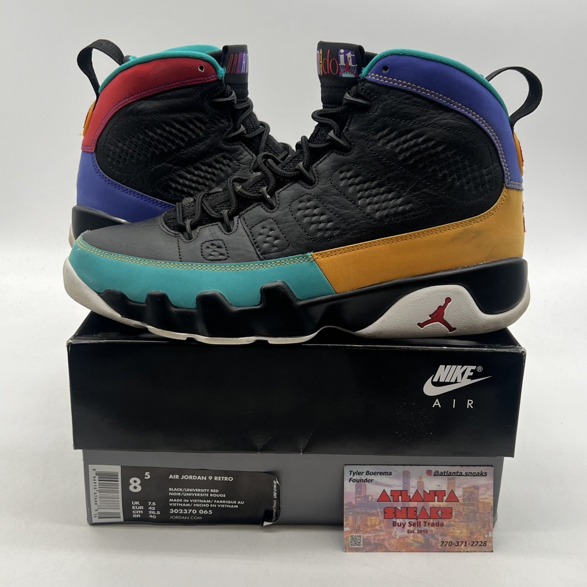 Size 8.5 - Air Jordan 9 Retro Dream It, Do It Black Purple Leather
