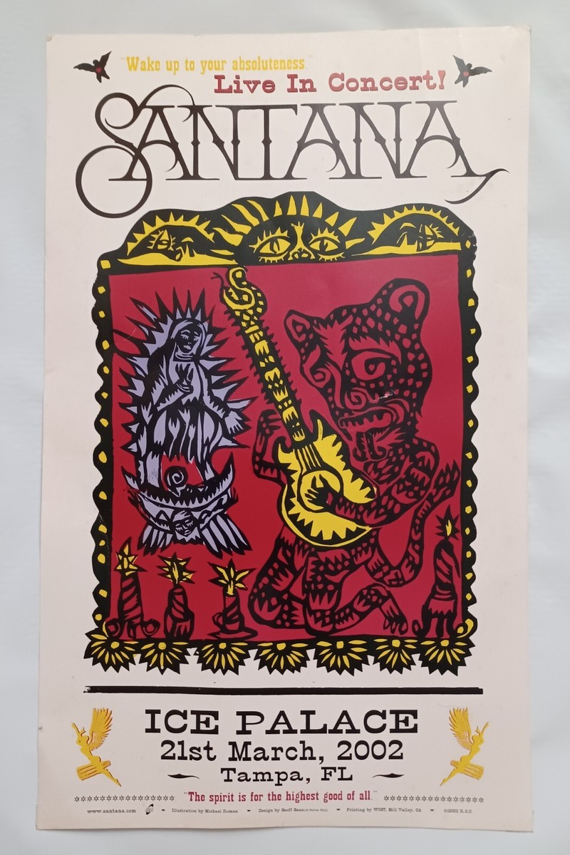 VINTAGE CARLOS SANTANA ORIGINAL CONCERT POSTER AND TICKET 2002