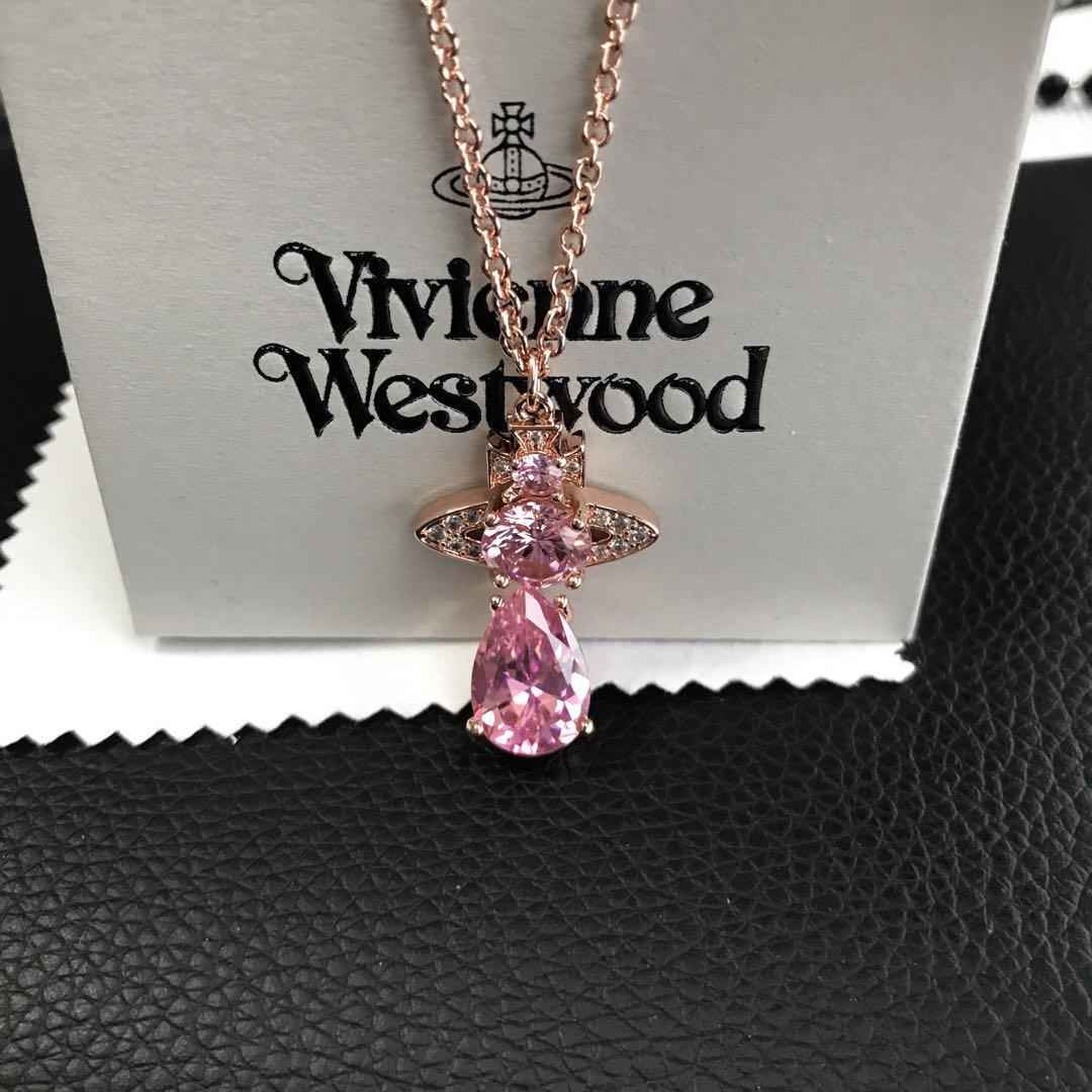 Vivienne Westwood ARIELLA Orb Pink Necklace Pink Gold Chain IN BOX